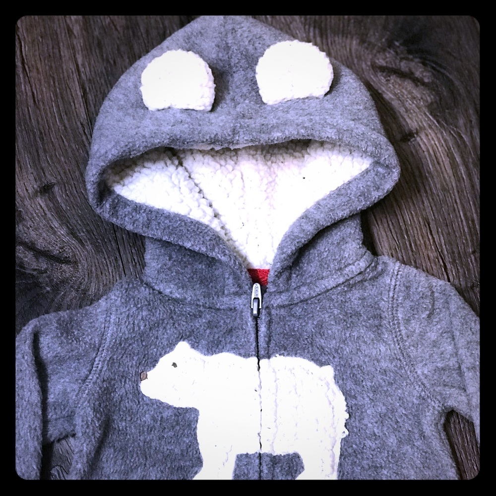 Carter's Polar Bear Fleece Bodysuit -3 M.
